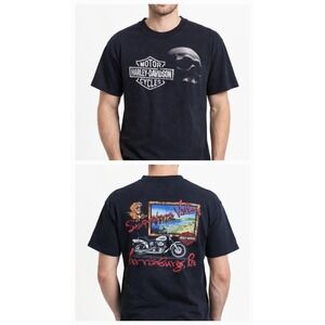 Harley Davidson S/S Black Shirt Men's size LARGE Skull / Susquehanna Valley 1999